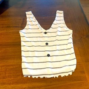 Striped black and white tank top with buttons